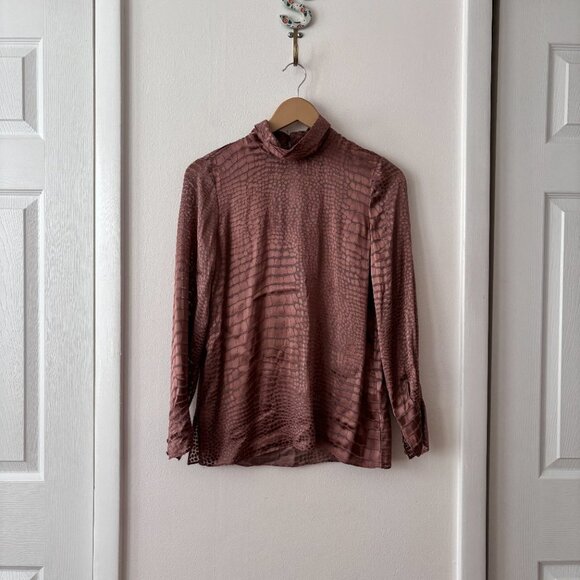 Reiss Della Burnout Snake Print Silk Blend Blouse - Picture 4 of 10